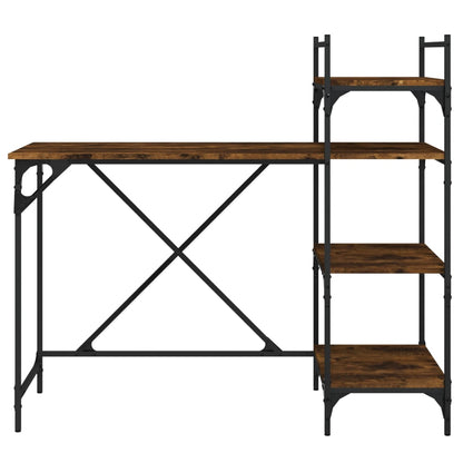 Smoked Oak Computer Desk with Shelves - 120x47x109 cm