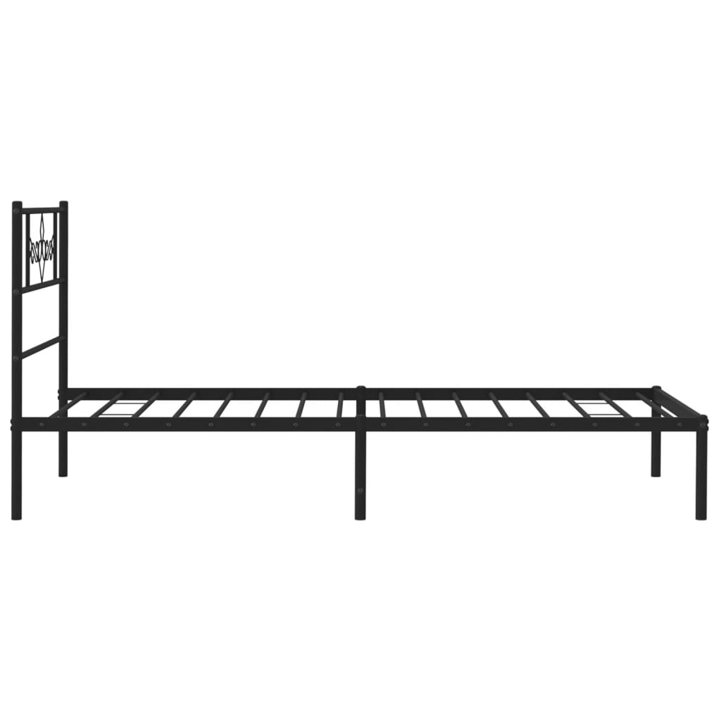 Stylish Black Metal Bed Frame with Headboard 90x200cm - No Mattress
