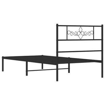 Stylish Black Metal Bed Frame with Headboard 90x200cm - No Mattress