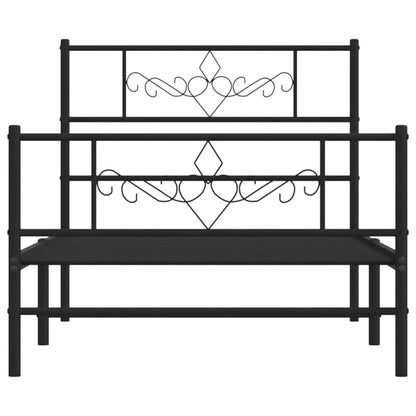 Sleek Black Metal Bed Frame with Footboard - 80x200cm