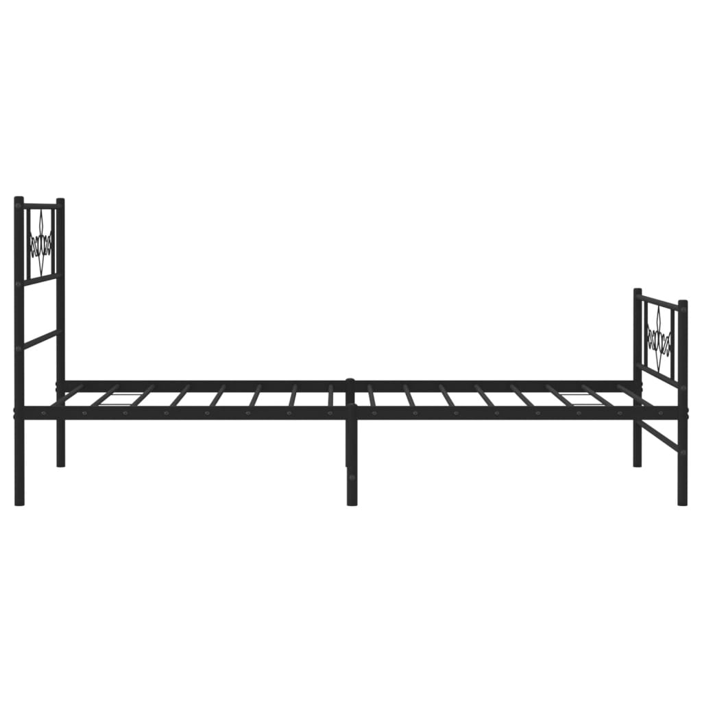 Sleek Black Metal Bed Frame with Footboard - 80x200cm