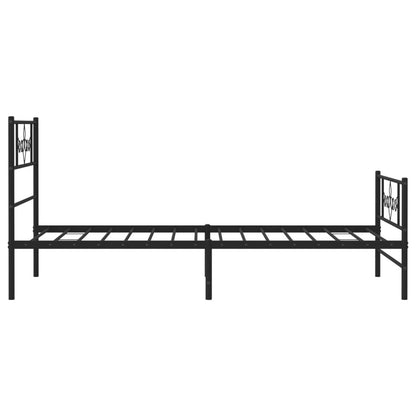 Sleek Black Metal Bed Frame with Footboard - 80x200cm