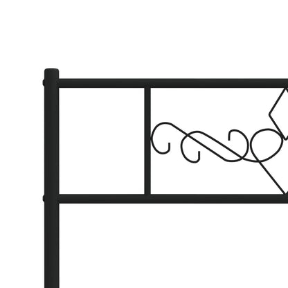 Sleek Black Metal Bed Frame with Footboard - 80x200cm