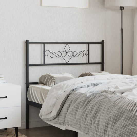 Sleek Black Metal Headboard - 90 cm Modern Bedroom Accent