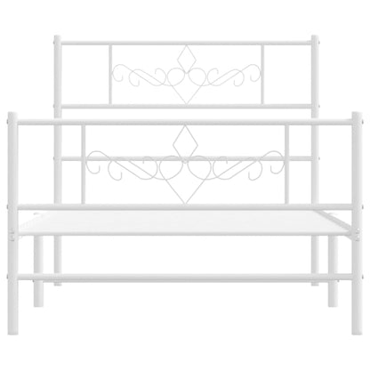 White Metal Bed Frame with Footboard - 90x200cm