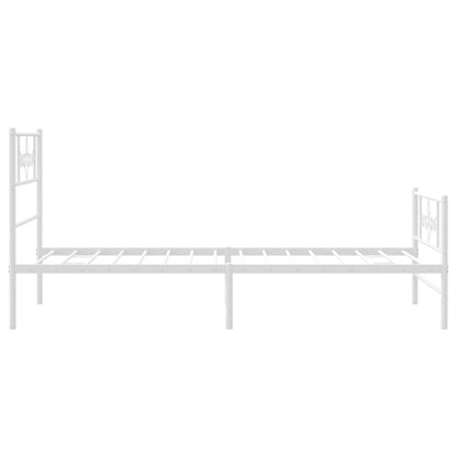 White Metal Bed Frame with Footboard - 90x200cm