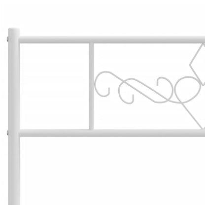White Metal Bed Frame with Footboard - 90x200cm