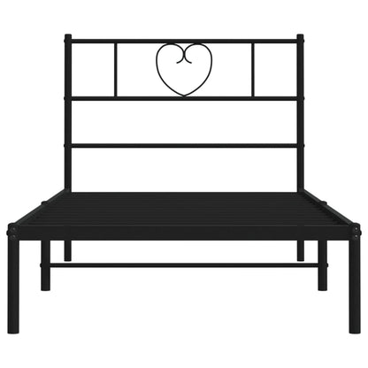 Black Metal Bed Frame with Headboard 90x190cm - No Mattress Included