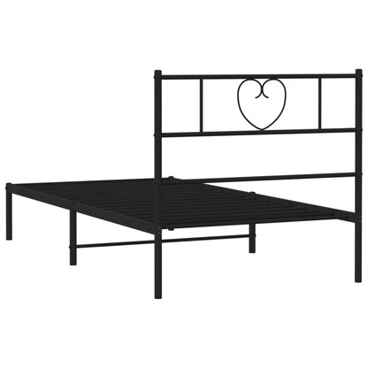 Black Metal Bed Frame with Headboard 90x190cm - No Mattress Included