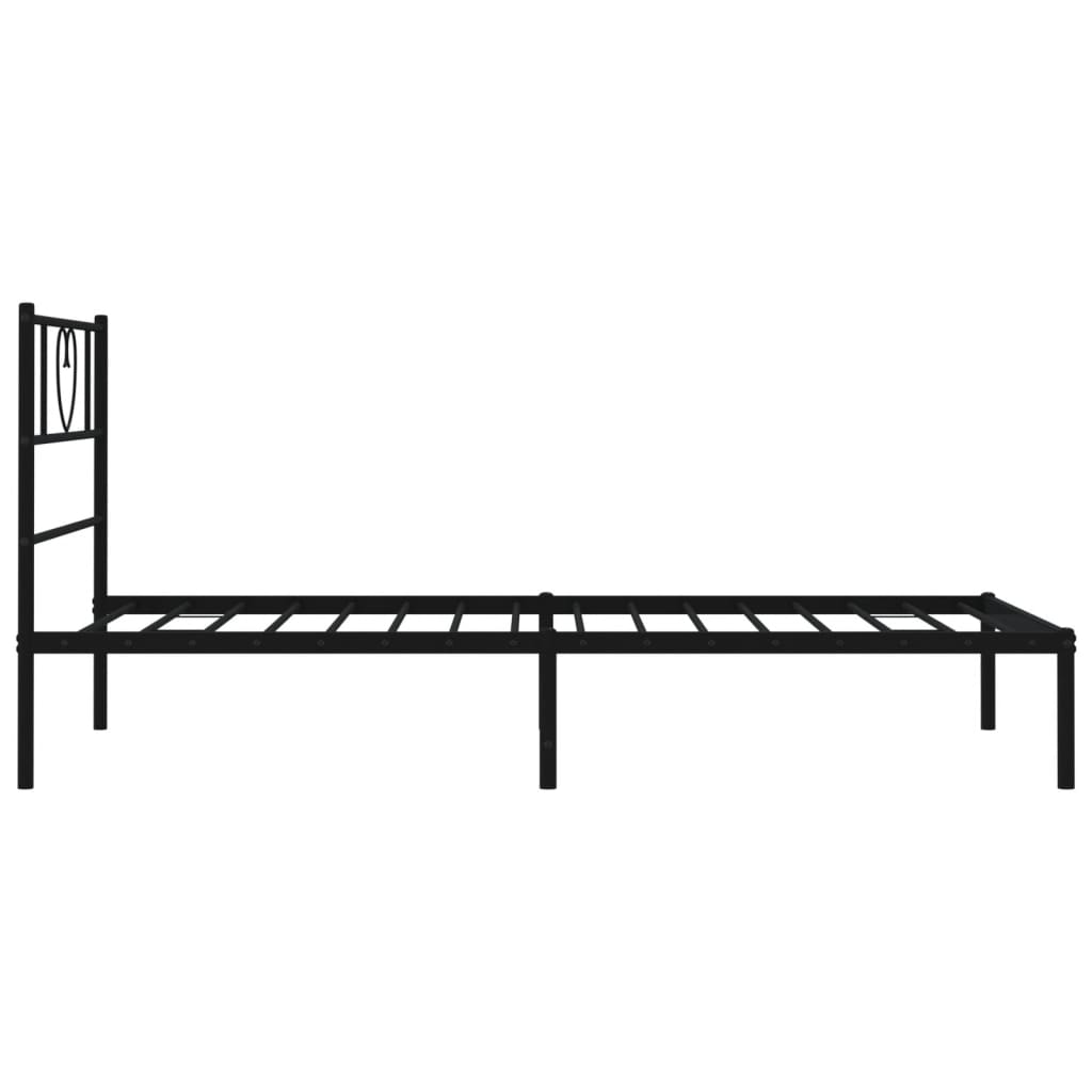 Sturdy Black Metal Bed Frame with Headboard 90x200cm