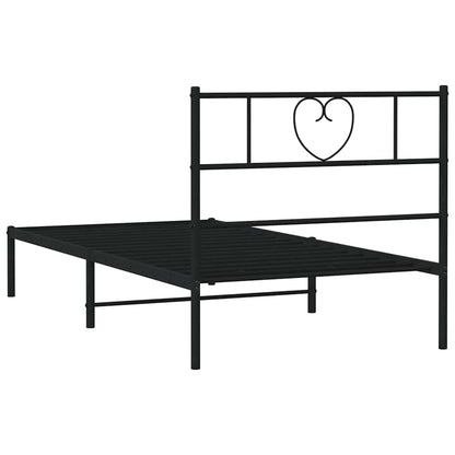 Sleek Black Metal Bed Frame with Headboard 100x200cm - No Mattress