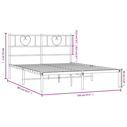 Sleek Black Metal Bed Frame with Headboard - 140x200cm