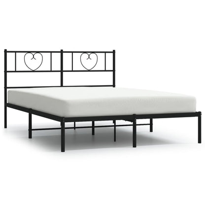 Black Metal Bed Frame with Headboard 160x200cm - No Mattress