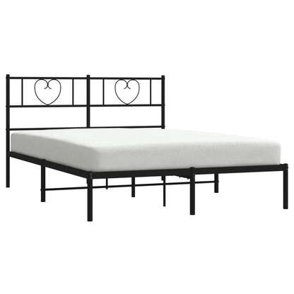 Black Metal Bed Frame with Headboard 160x200cm - No Mattress
