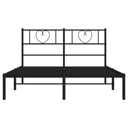 Black Metal Bed Frame with Headboard 160x200cm - No Mattress