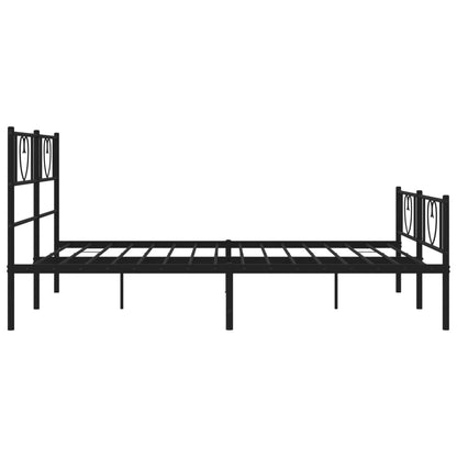Sturdy Black Metal Bed Frame w/ Footboard - 120x190cm