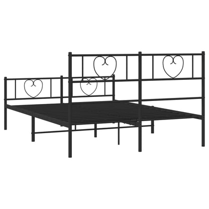 Sturdy Black Metal Bed Frame w/ Footboard - 120x190cm