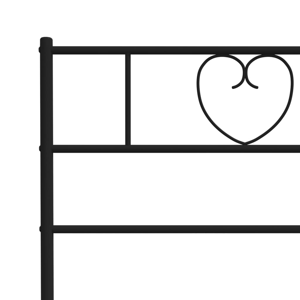 Sturdy Black Metal Bed Frame w/ Footboard - 120x190cm