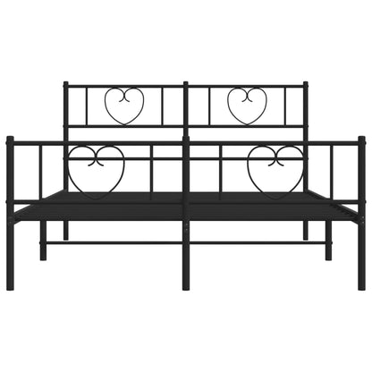 Metal Bed Frame without Mattress with Footboard Black 140x190cm
