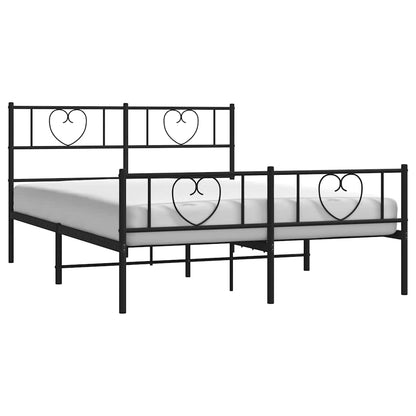 Metal Bed Frame without Mattress with Footboard Black 150x200cm