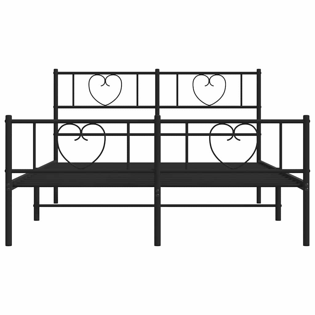 Metal Bed Frame without Mattress with Footboard Black 150x200cm