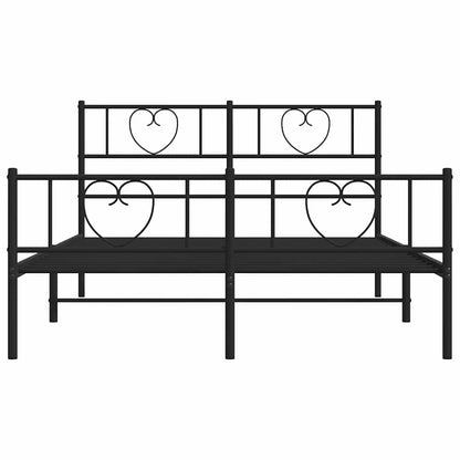 Metal Bed Frame without Mattress with Footboard Black 150x200cm