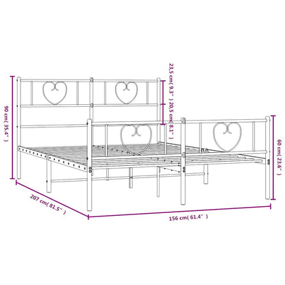 Metal Bed Frame without Mattress with Footboard Black 150x200cm
