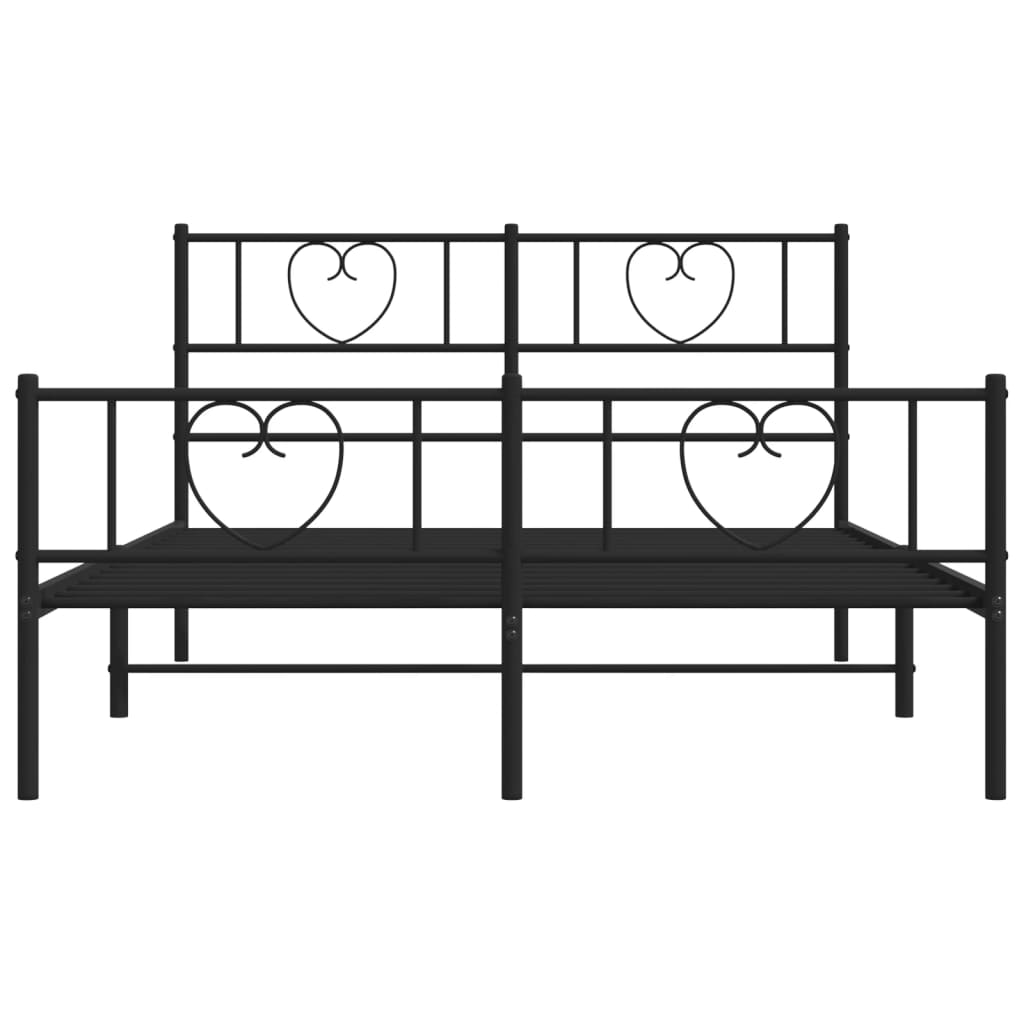 Metal Bed Frame without Mattress with Footboard Black 160x200cm