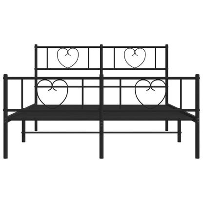 Metal Bed Frame without Mattress with Footboard Black 160x200cm