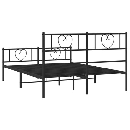 Metal Bed Frame without Mattress with Footboard Black 160x200cm