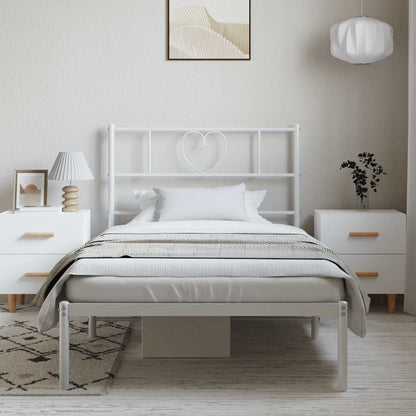 White Metal Bed Frame with Headboard - 100x200cm - No Mattress