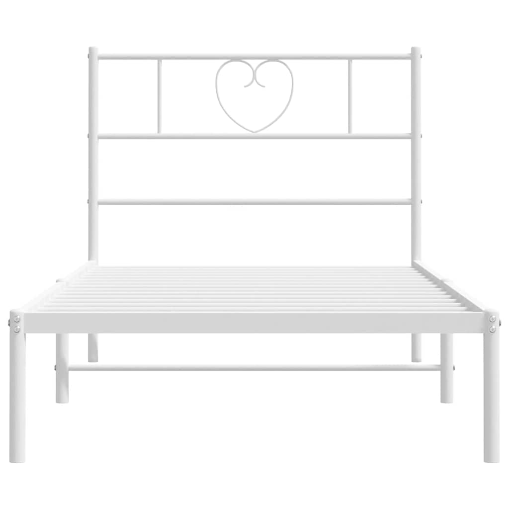 White Metal Bed Frame with Headboard - 100x200cm - No Mattress