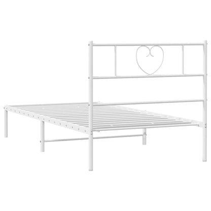 White Metal Bed Frame with Headboard - 100x200cm - No Mattress