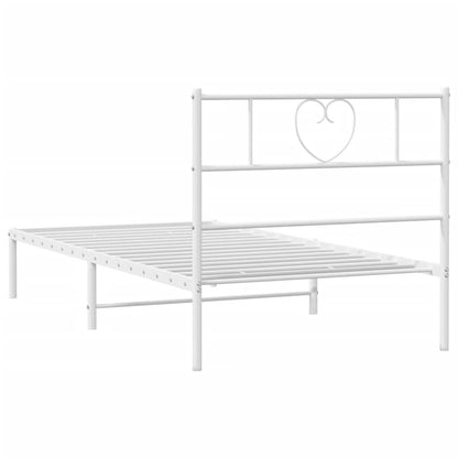 Metal Bed Frame without Mattress with Headboard White 107x203cm