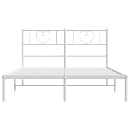Metal Bed Frame without Mattress with Headboard White 120x190cm