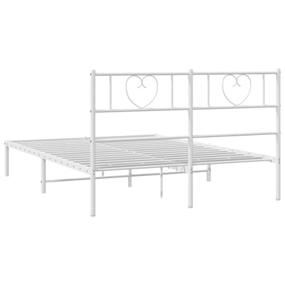 Metal Bed Frame without Mattress with Headboard White 120x190cm