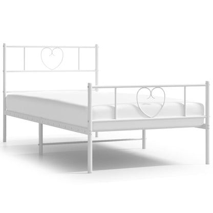 White Metal Bed Frame with Footboard 80x200cm - No Mattress
