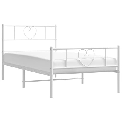 White Metal Bed Frame with Footboard 80x200cm - No Mattress