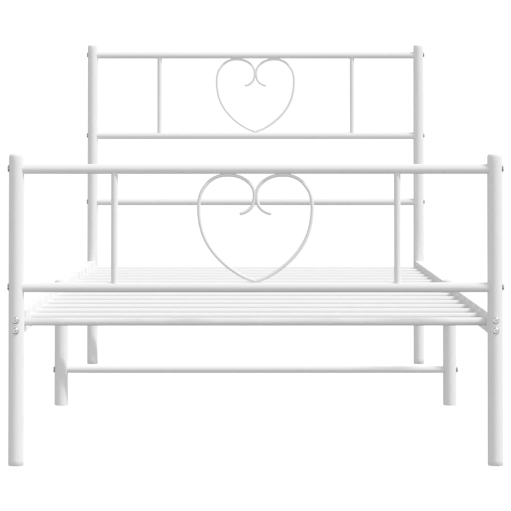 White Metal Bed Frame with Footboard 80x200cm - No Mattress