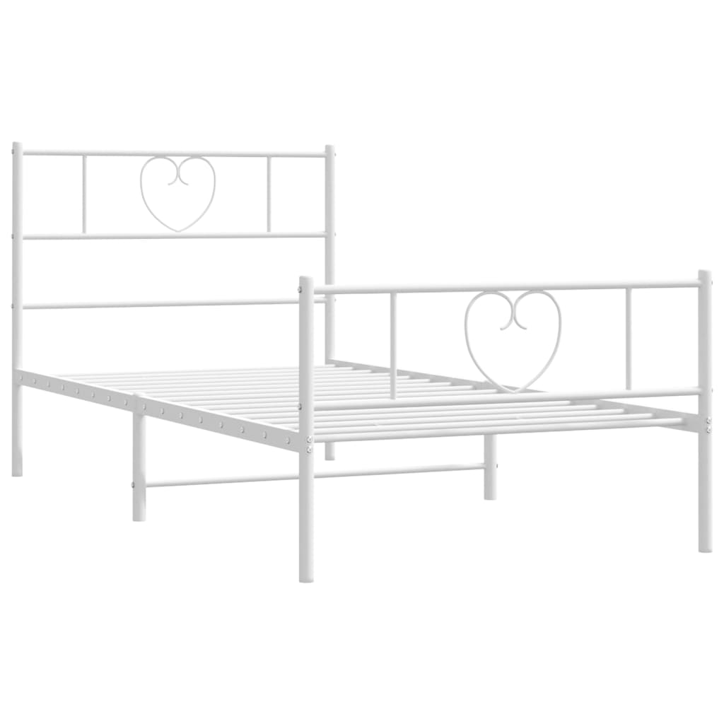White Metal Bed Frame with Footboard 80x200cm - No Mattress