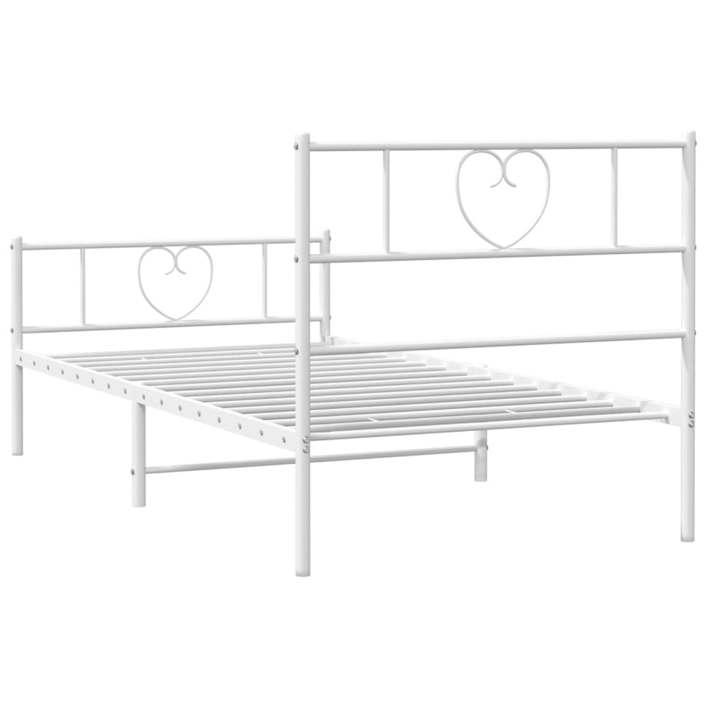 White Metal Bed Frame with Footboard 80x200cm - No Mattress