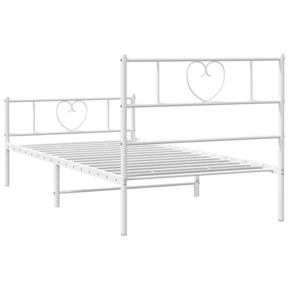 White Metal Bed Frame with Footboard 80x200cm - No Mattress