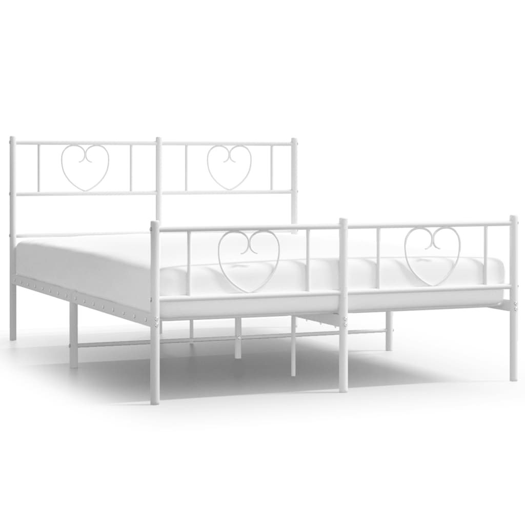 Stylish White Metal Bed Frame with Footboard 120x190cm