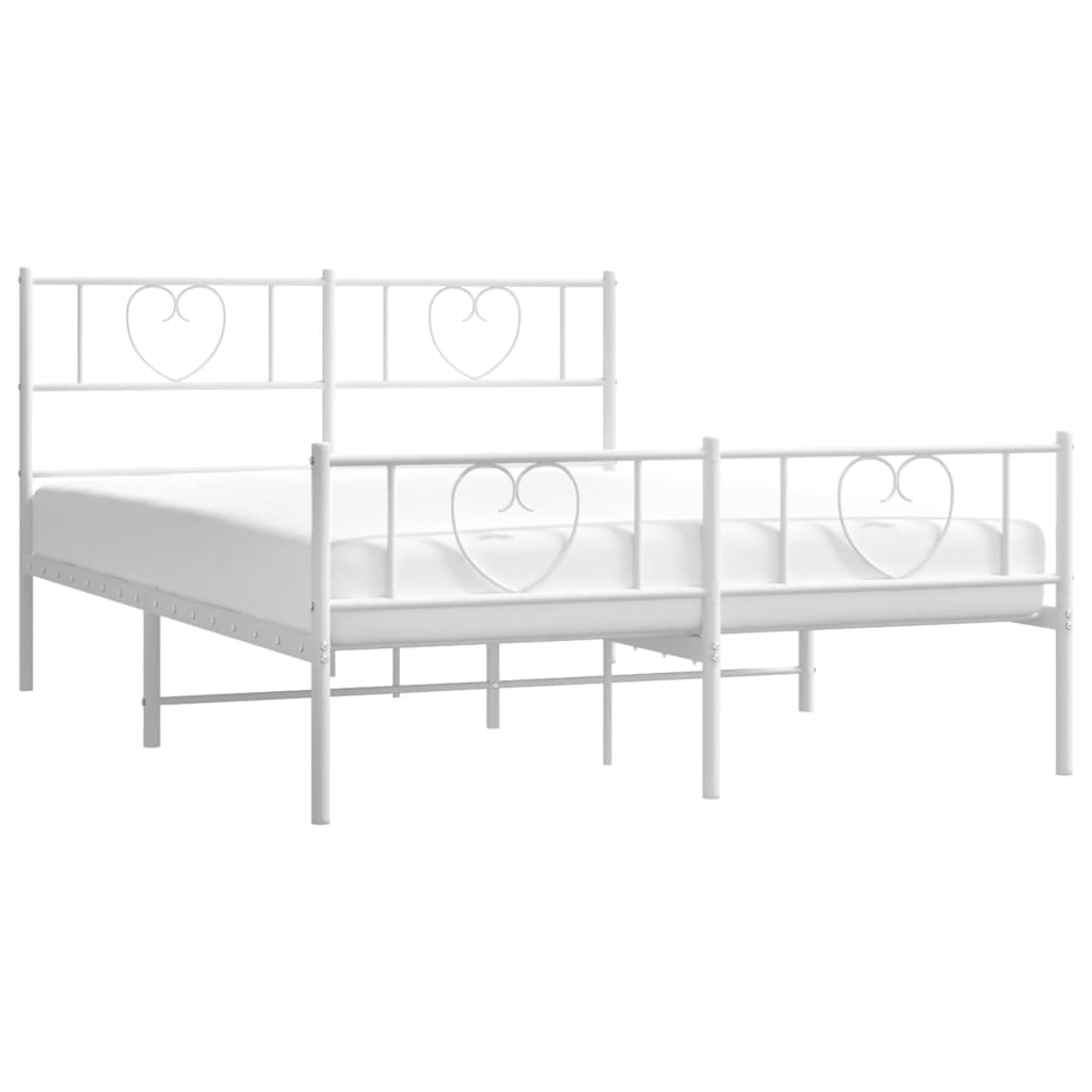 Stylish White Metal Bed Frame with Footboard 120x190cm