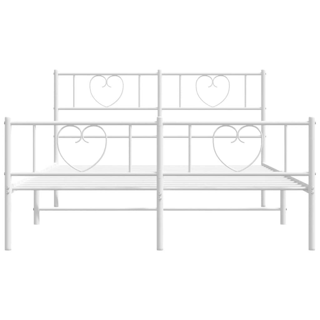 Stylish White Metal Bed Frame with Footboard 120x190cm