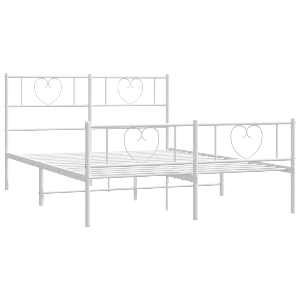 Stylish White Metal Bed Frame with Footboard 120x190cm
