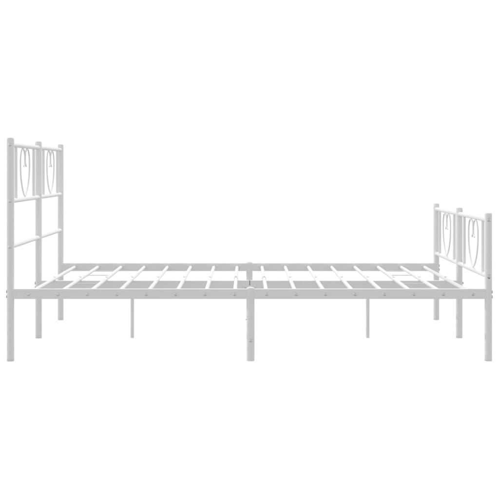 Stylish White Metal Bed Frame with Footboard 120x190cm