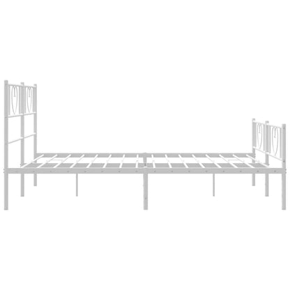 Stylish White Metal Bed Frame with Footboard 120x190cm