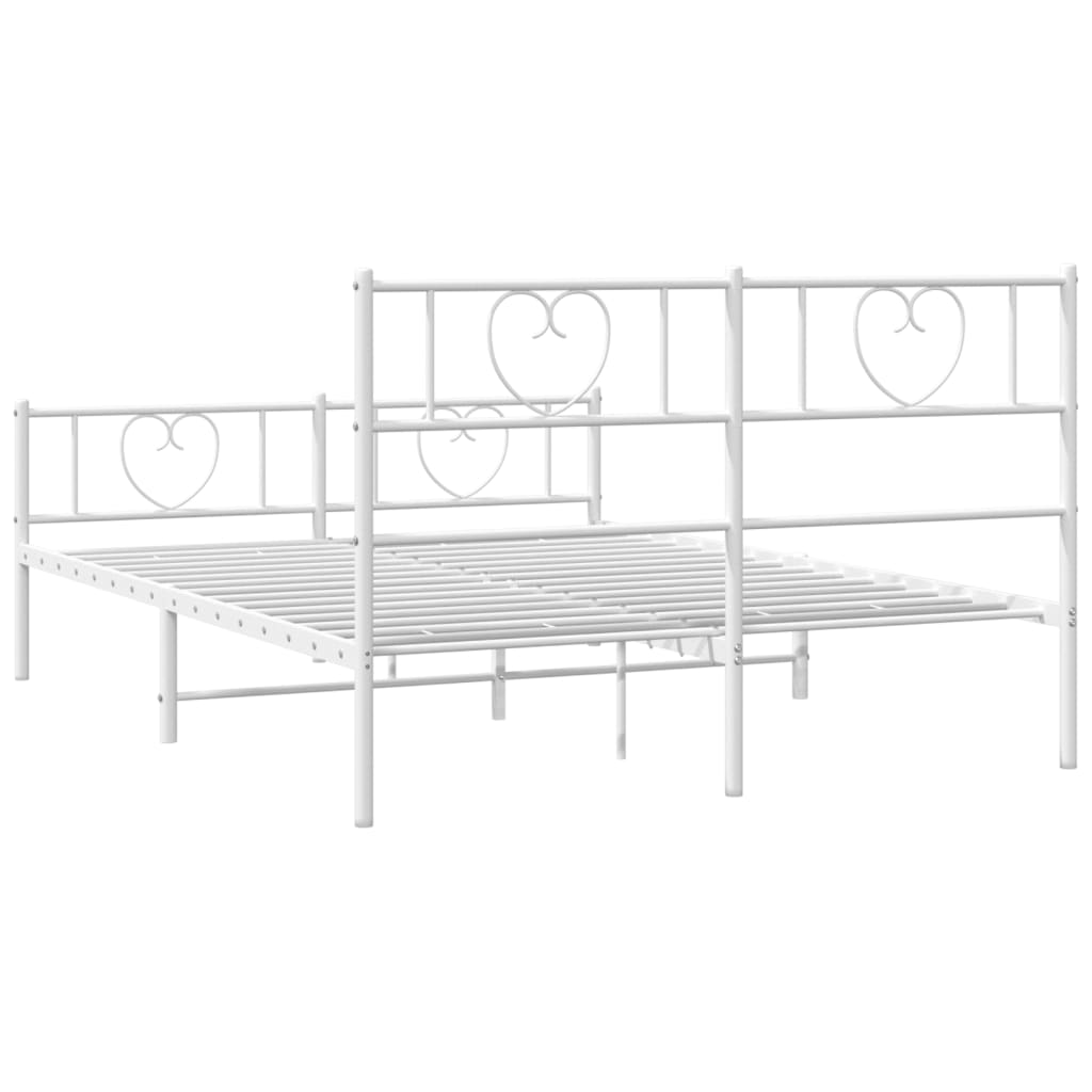 Stylish White Metal Bed Frame with Footboard 120x190cm