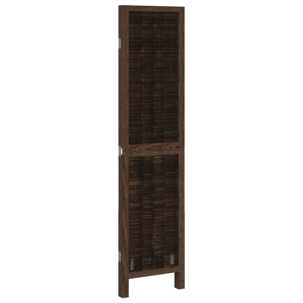 Dark Brown 3-Panel Room Divider - Solid Wood Paulownia